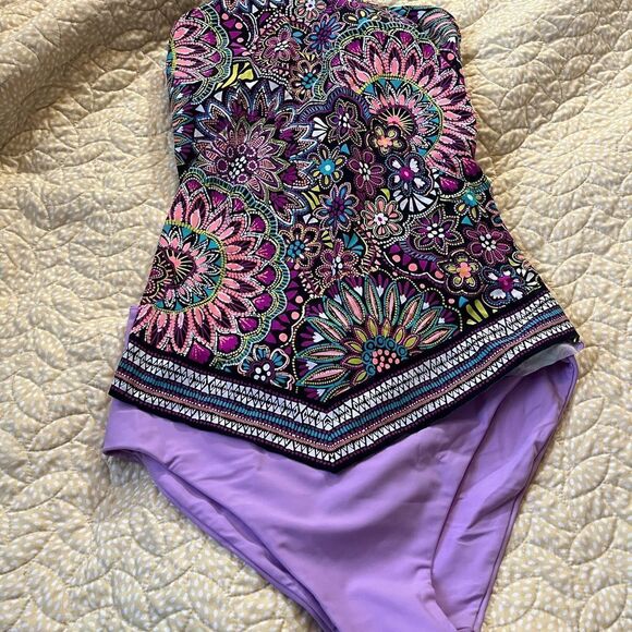Colorful Boho Swim Halter Top. Size XXL apt 9 - Picture 1 of 10